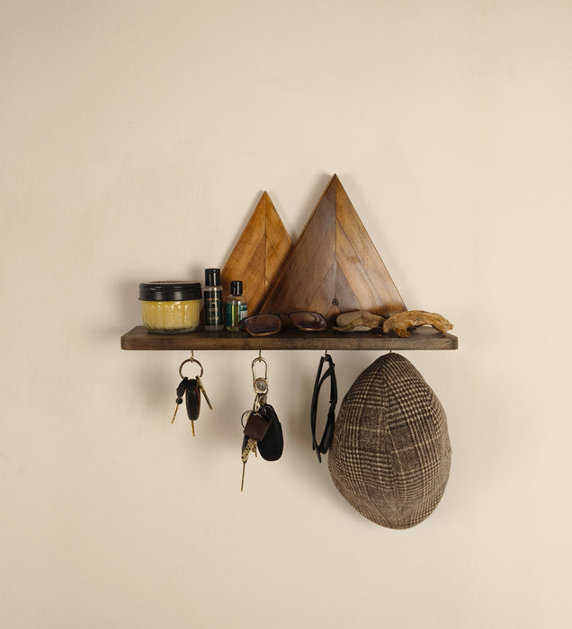 SOLITAIRE Wooden Wall Shelf Organiser with Key Holders
