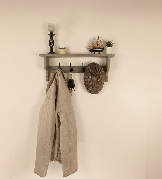 Brentwood Wooden Wall Shelf Organiser with Key Holders