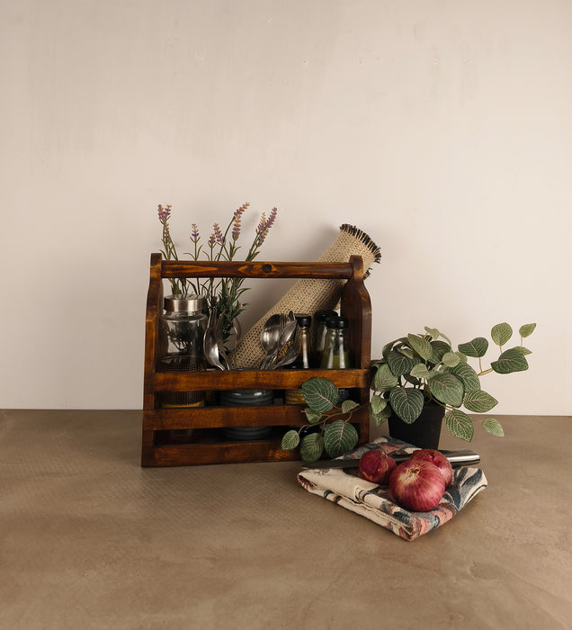 ADORA Wooden Bottle & Cutlery Holder