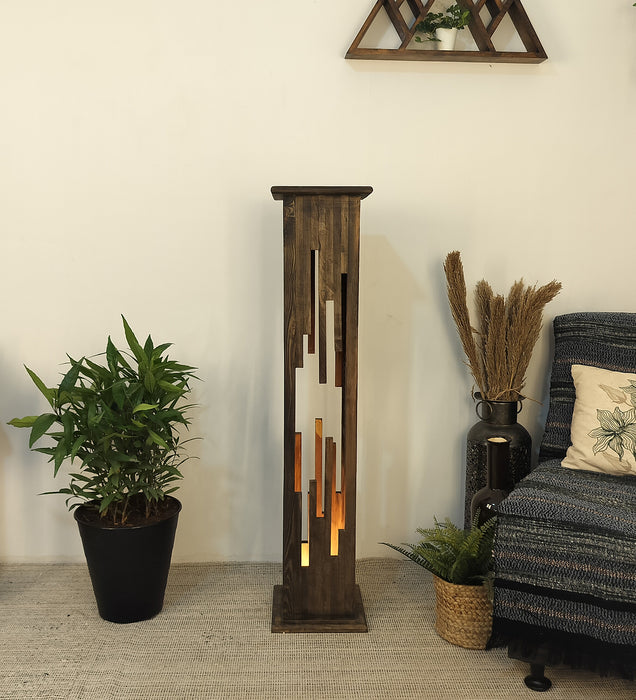 Disperse Wooden Floor Lamp with Brown Base