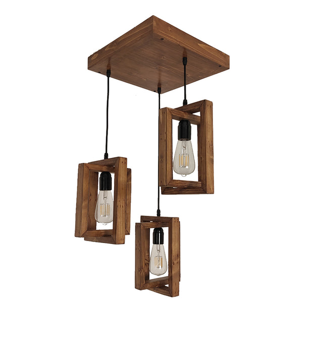 Gyro Brown Wooden Cluster Hanging Lamp