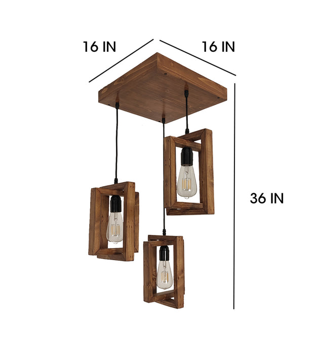 Gyro Brown Wooden Cluster Hanging Lamp