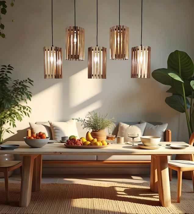 Hexar Brown Wooden 5 Series Hanging Lamp