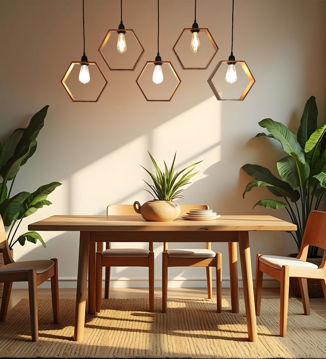 Hexagram Brown 5 Series Hanging Lamp