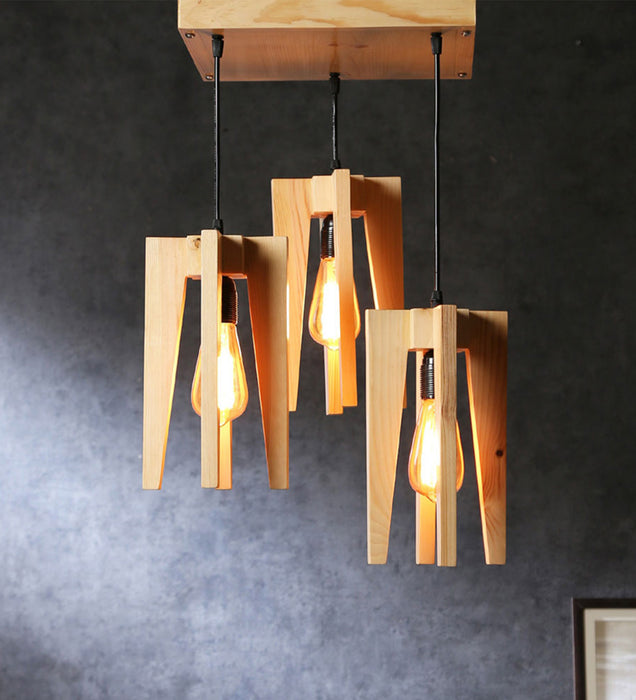 Jet Beige Wooden Cluster Hanging Lamp