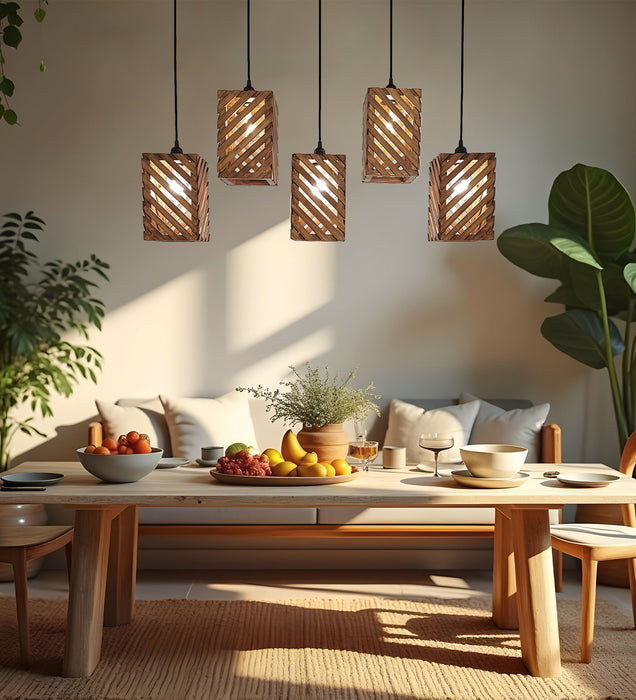 Oblique Brown 5 Series Hanging Lamp