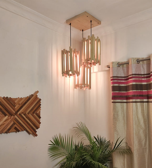 Palisade Beige Wooden Cluster Hanging Lamp