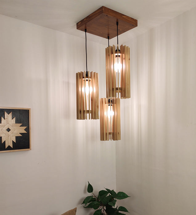 Ventus Beige Wooden Cluster Hanging Lamp