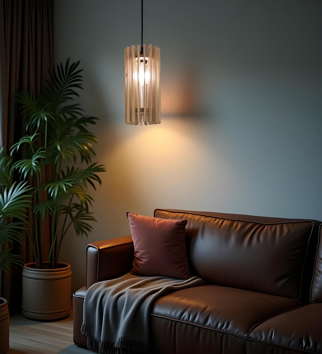 Ventuse Beige Wooden Single Hanging Lamp
