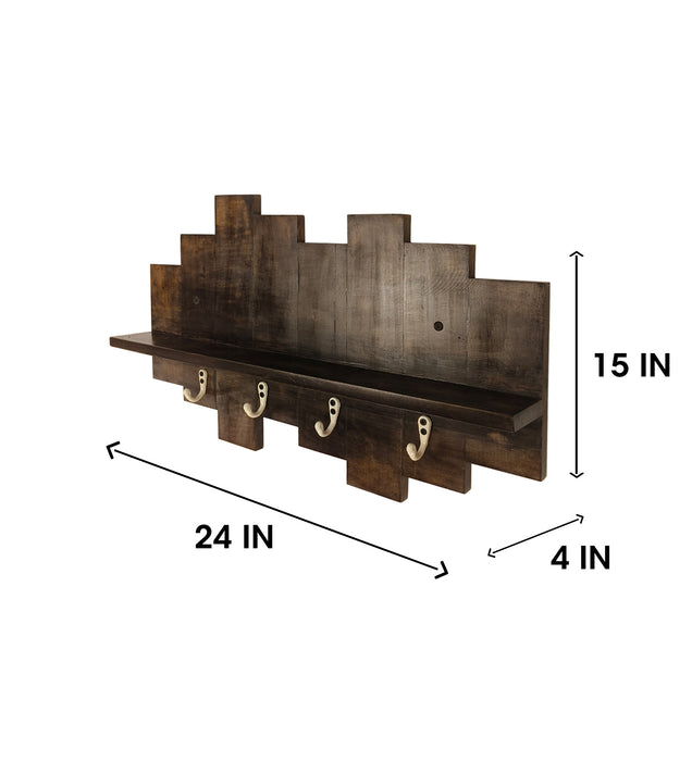 Glencroft Wooden Wall Shelf Organiser with Key Holders