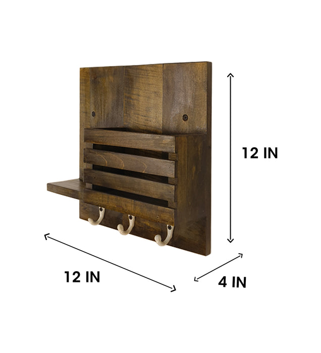 Somerset Wooden Wall Shelf Organiser with Key Holders