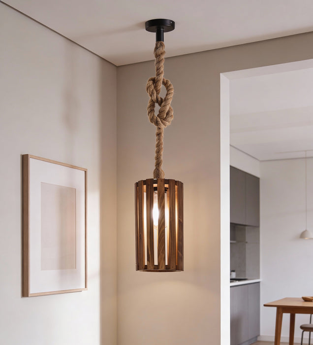 Casa Brown Wooden Single Hanging Lamp