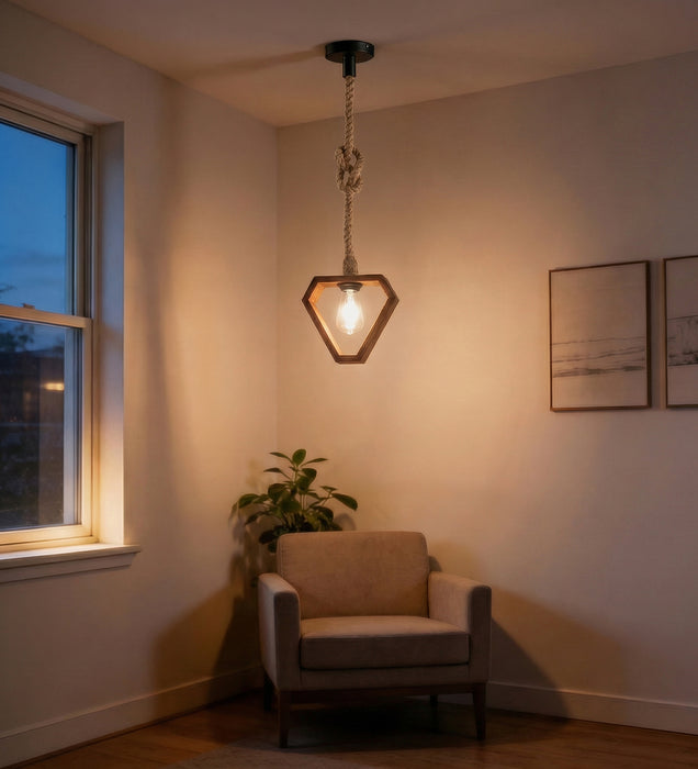 Clark Brown Wooden Single Hanging Lamp