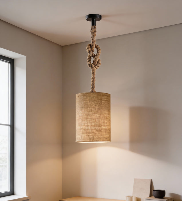 Elementary Beige Wooden Single Hanging Lamp