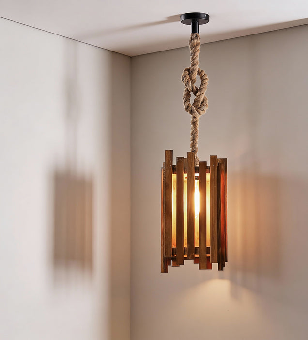 Palisade Brown Wooden Single Hanging Lamp