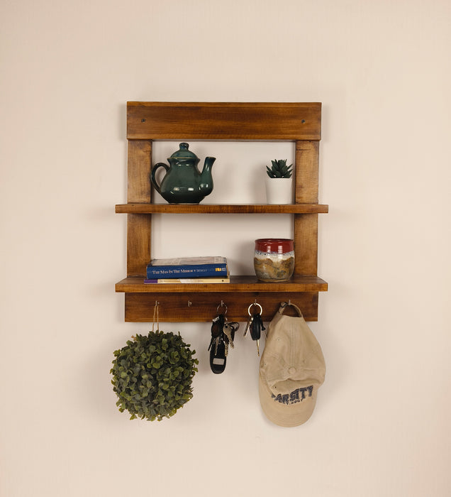 Verona Wooden Wall Shelf Organiser with Key Holders