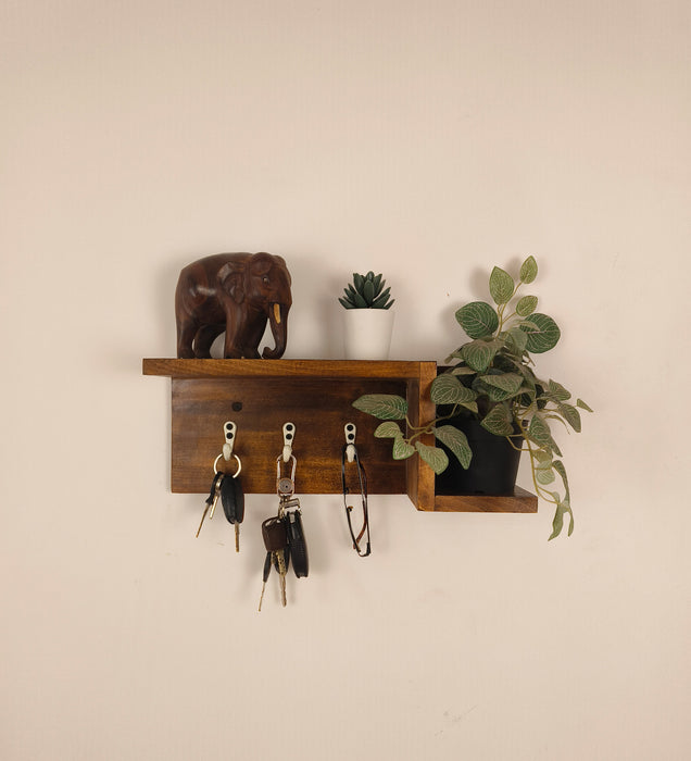 PRESTON Wooden Wall Shelf Organiser with Key Holders