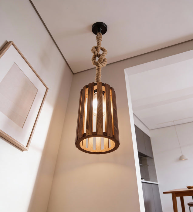 Casa Brown Wooden Single Hanging Lamp
