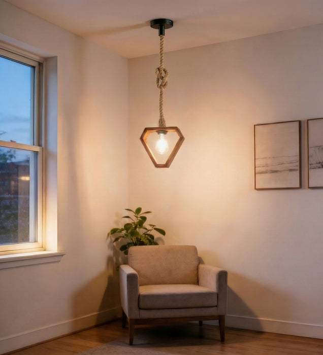Clark Brown Wooden Single Hanging Lamp
