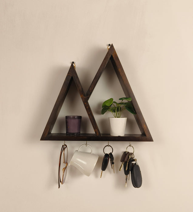 PHAROAH Wooden Wall Shelf Organiser with Key Holders