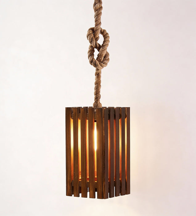 Elegant Brown Wooden Single Hanging Lamp