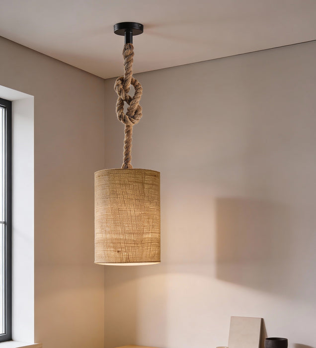 Elementary Beige Wooden Single Hanging Lamp