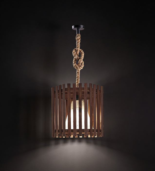Octa Brown Wooden Single Hanging Lamp