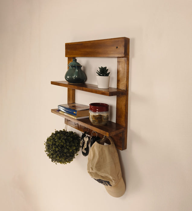 Verona Wooden Wall Shelf Organiser with Key Holders