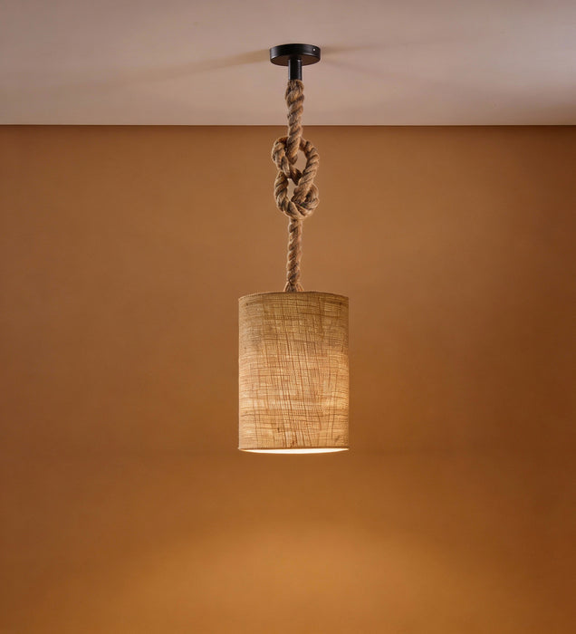 Elementary Beige Wooden Single Hanging Lamp