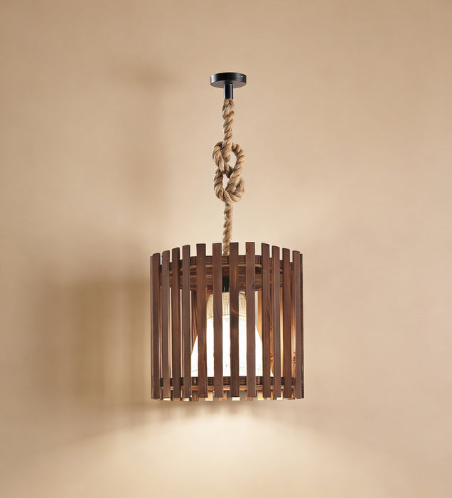 Octa Brown Wooden Single Hanging Lamp