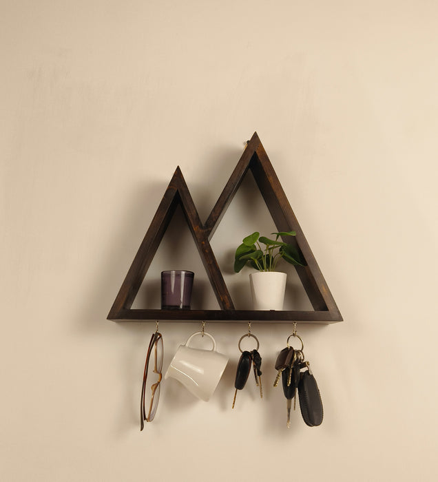 PHAROAH Wooden Wall Shelf Organiser with Key Holders