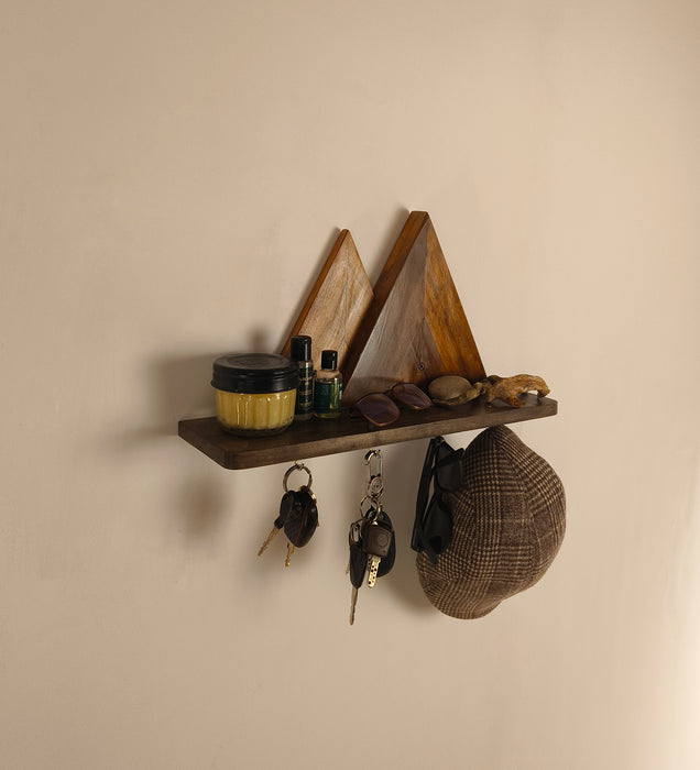 SOLITAIRE Wooden Wall Shelf Organiser with Key Holders