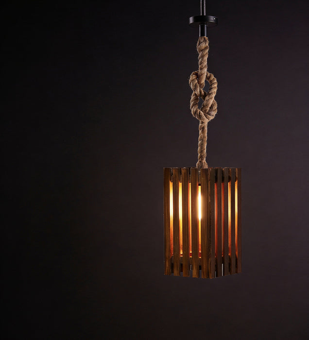 Elegant Brown Wooden Single Hanging Lamp