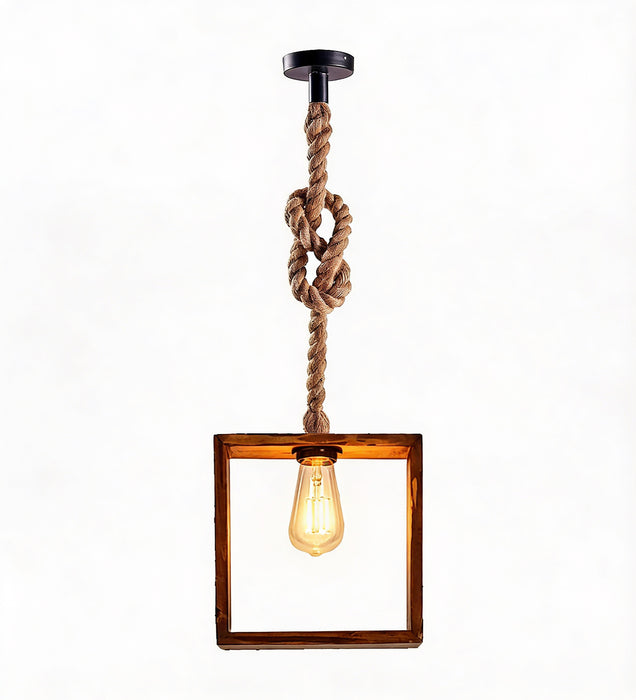 Quattro Brown Wooden Single Hanging Lamp