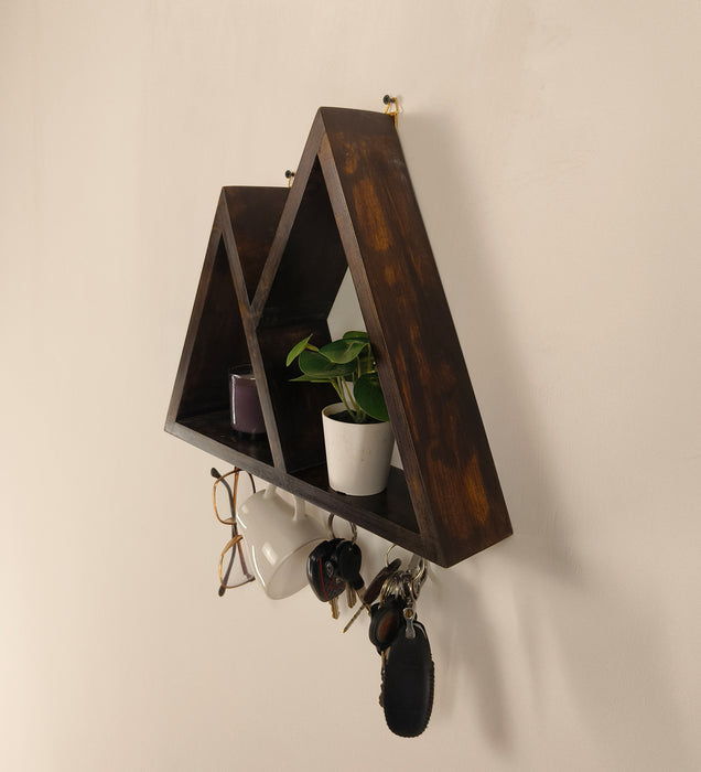 PHAROAH Wooden Wall Shelf Organiser with Key Holders