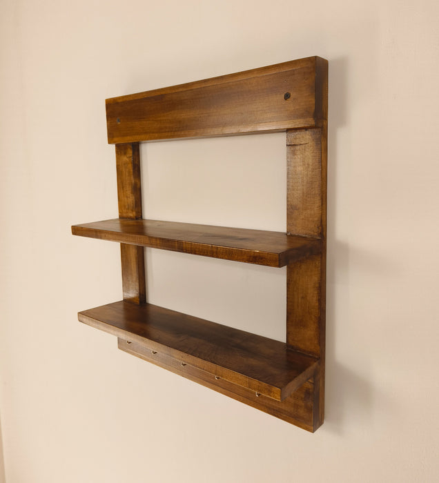 Verona Wooden Wall Shelf Organiser with Key Holders