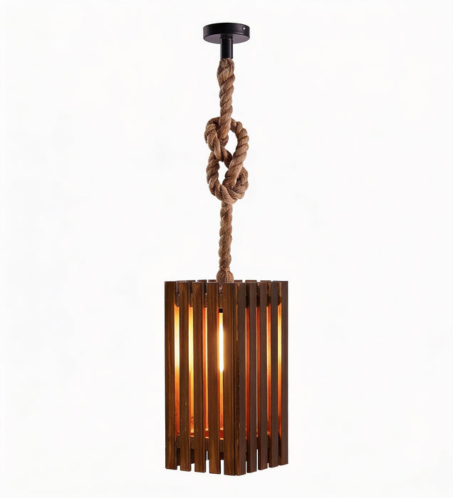 Elegant Brown Wooden Single Hanging Lamp