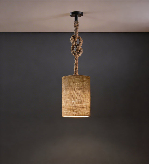 Elementary Beige Wooden Single Hanging Lamp