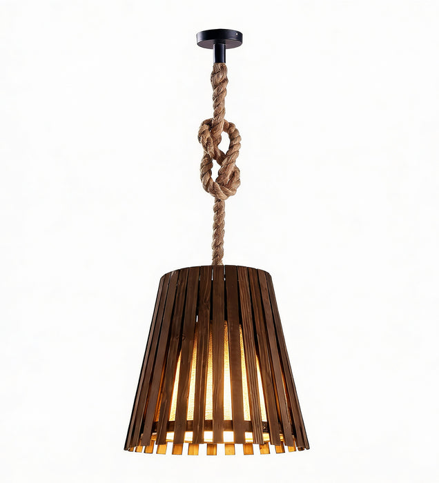 Soyuz Beige and Brown Wooden Single Hanging Lamp