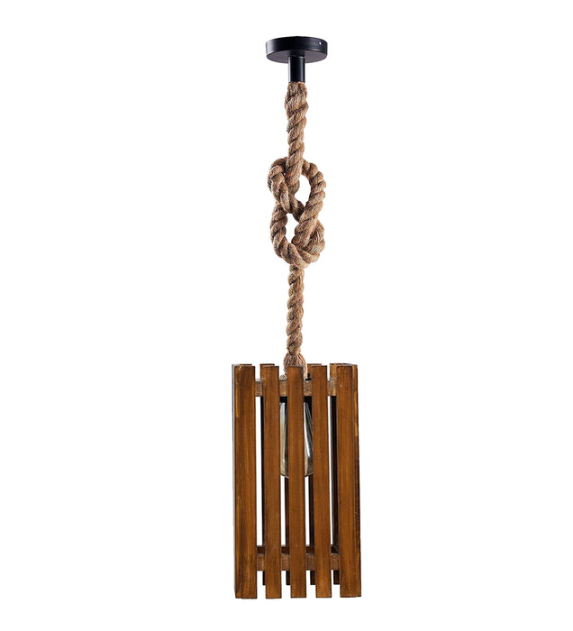 Elegant Brown Wooden Single Hanging Lamp