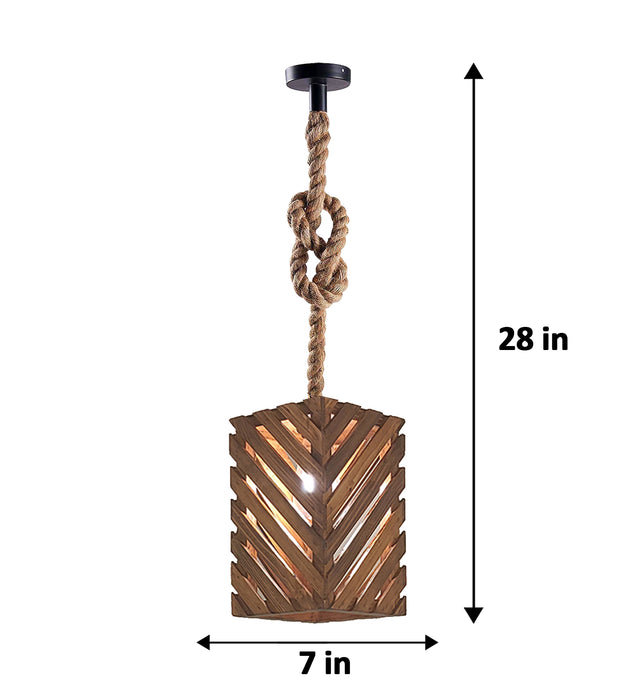 Oblique Brown Wooden Single Hanging Lamp
