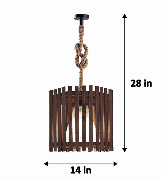 Octa Brown Wooden Single Hanging Lamp