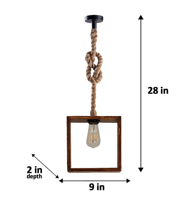 Quattro Brown Wooden Single Hanging Lamp
