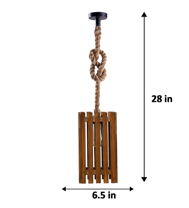 Elegant Brown Wooden Single Hanging Lamp