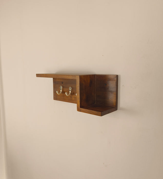 PRESTON Wooden Wall Shelf Organiser with Key Holders