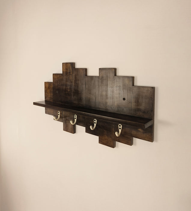 Glencroft Wooden Wall Shelf Organiser with Key Holders