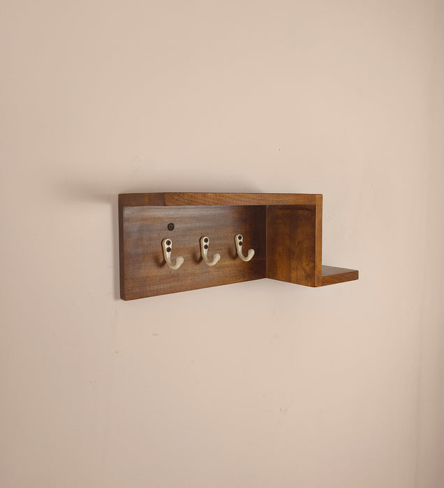 PRESTON Wooden Wall Shelf Organiser with Key Holders