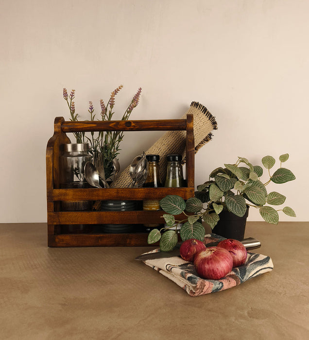 ADORA Wooden Bottle & Cutlery Holder