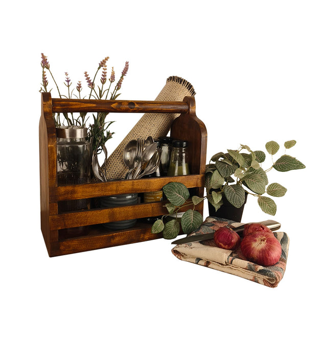 ADORA Wooden Bottle & Cutlery Holder