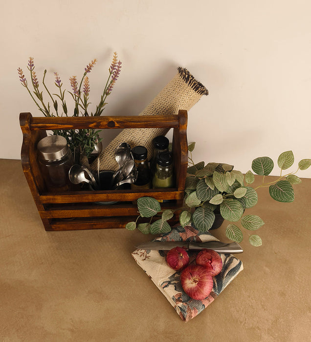 ADORA Wooden Bottle & Cutlery Holder